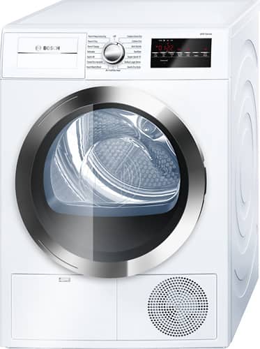 Bosch - 800 Series 4.0 Cu. Ft. 15-Cycle High-Efficiency Compact Electric Dryer - White/Chrome - Front_Standard