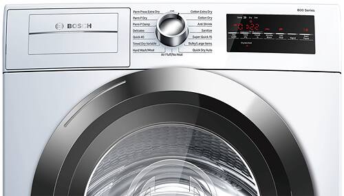Bosch - 800 Series 4.0 Cu. Ft. 15-Cycle High-Efficiency Compact Electric Dryer - White/Chrome - Alt_View_Standard_1