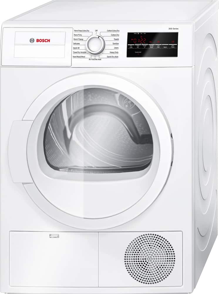 Bosch - 300 Series 4.0 Cu. Ft. 15-Cycle Compact Electric Dryer - White - Front_Zoom