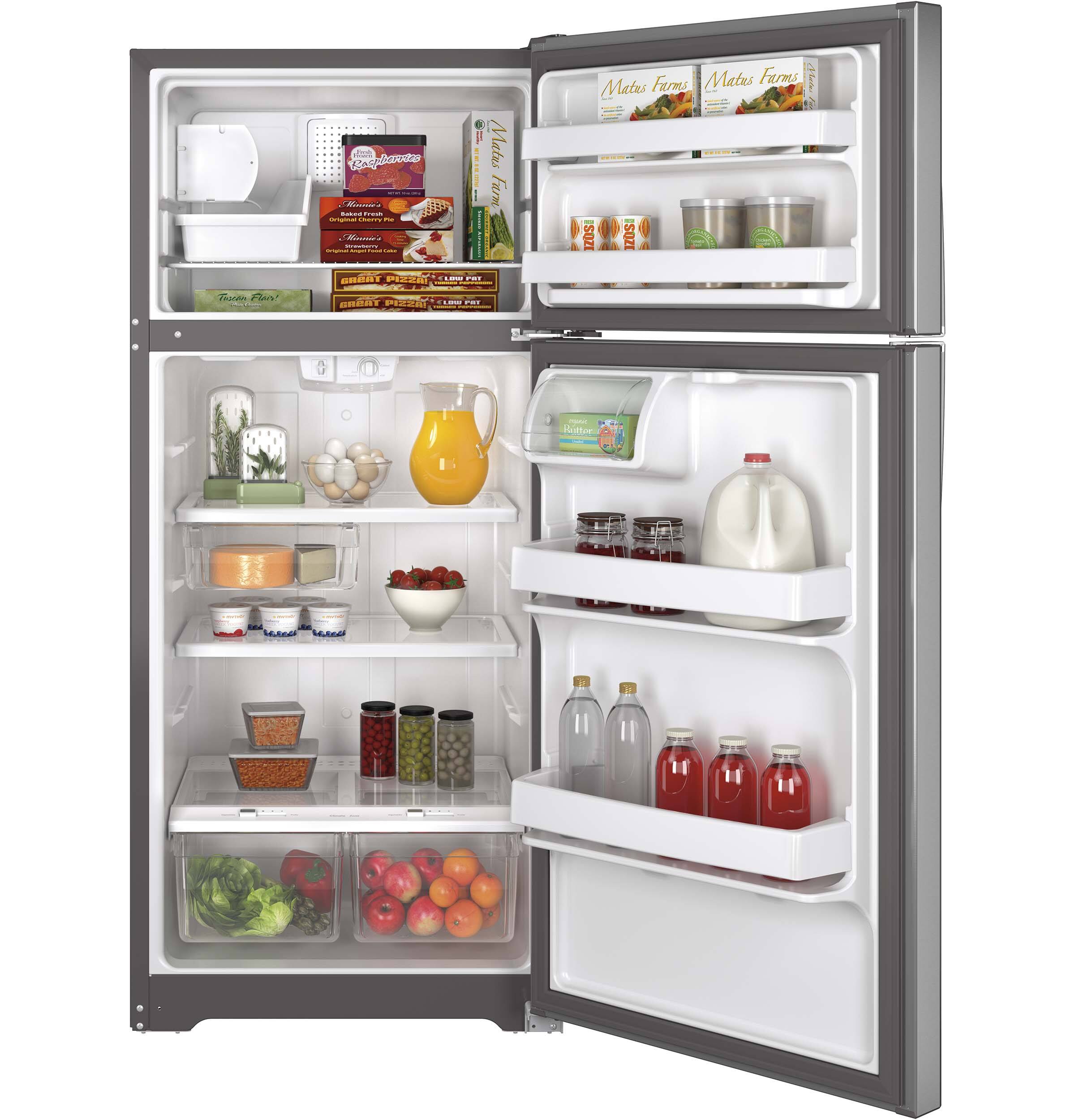 GE 15.5 Cu. Ft. FrostFree TopFreezer Refrigerator Stainless steel