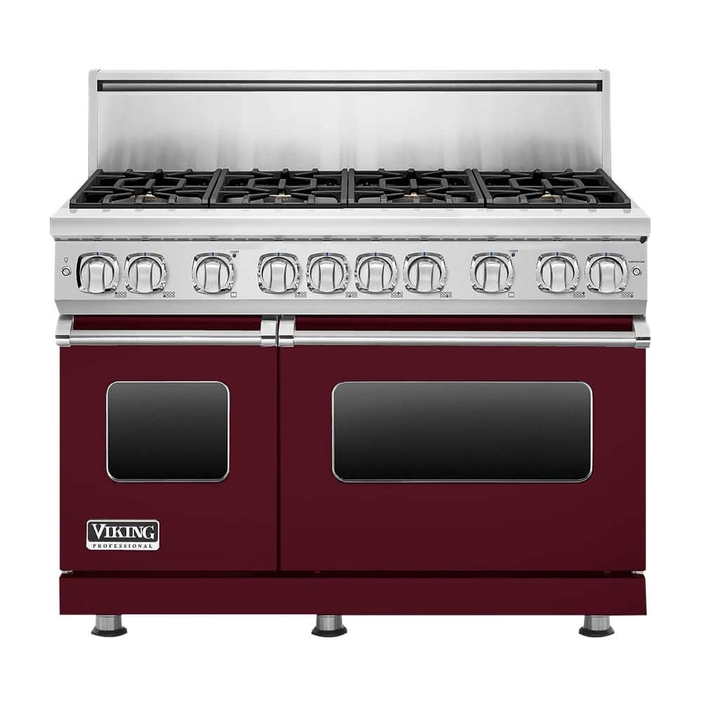 Viking - Freestanding Double Oven Gas Convection Range - Burgundy - Front_Zoom