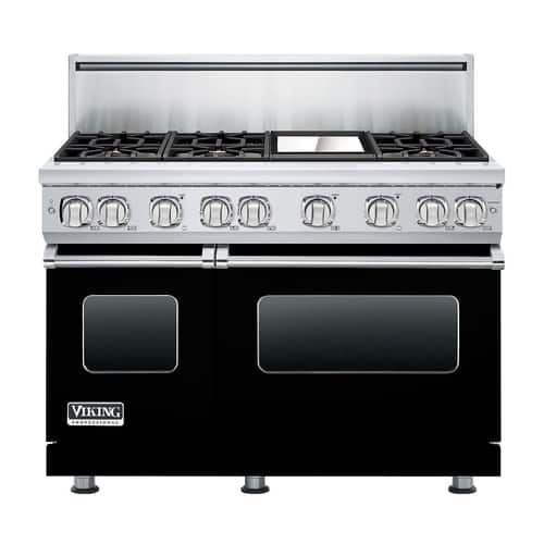Viking - Freestanding Double Oven Gas Convection Range - Black - Front_Standard