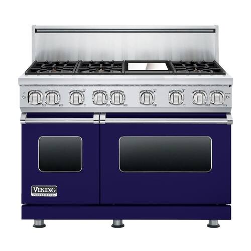 Viking - Freestanding Double Oven Gas Convection Range - Cobalt blue - Front_Standard