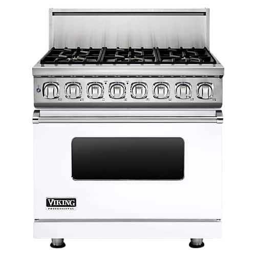 Viking - 7 Series 5.9Cu. Ft. Self-Cleaning Freestanding Dual Fuel Convection Range - White - Front_Standard