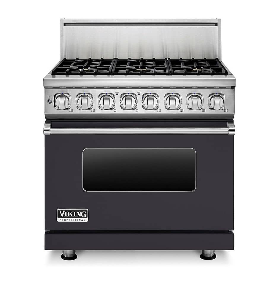 Viking - 5.6 Cu. Ft. Self-Cleaning Freestanding Dual Fuel Convection Range - Graphite gray - Front_Zoom