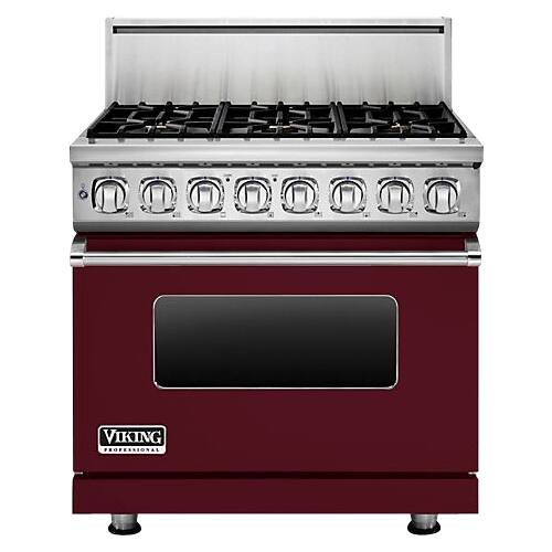 Viking - 7 Series 5.9Cu. Ft. Self-Cleaning Freestanding Dual Fuel Convection Range - Burgundy - Front_Standard