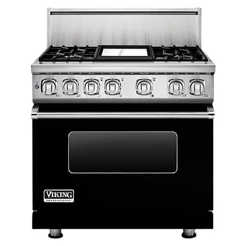 Viking - Professional 7 Series 5.6Cu. Ft. Self-Cleaning Freestanding Dual Fuel Convection Range - Black - Front_Standard