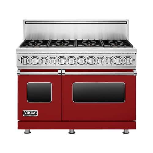 Viking - Professional 7 Series 48-inch 7.3 Cu. Ft. Self-Cleaning Freestanding Double Oven Dual Fuel Convection Range - Apple Red - Front_Standard