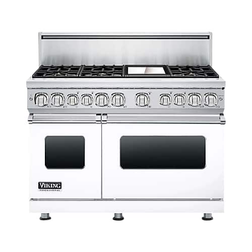 Viking - Professional 7 Series 6.3 Cu. Ft. Self-Cleaning Freestanding Double Oven Dual Fuel Convection Range - White - Front_Standard