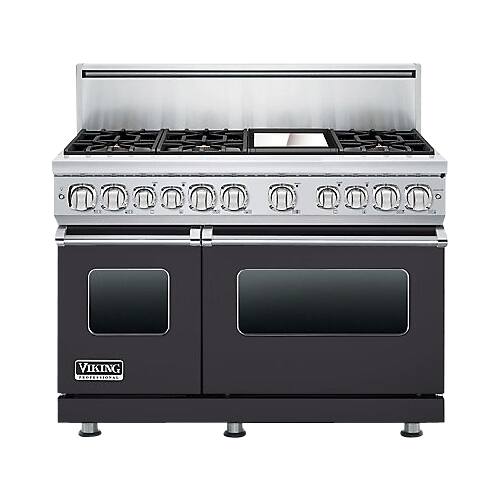 Viking - Professional 7 Series 6.3 Cu. Ft. Self-Cleaning Freestanding Double Oven Dual Fuel Convection Range - Graphite Gray - Front_Standard