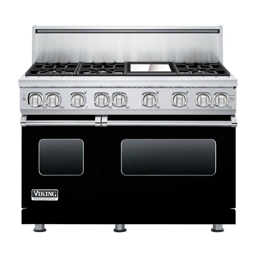 Viking - Freestanding Double Oven Gas Convection Range - Black - Front_Zoom