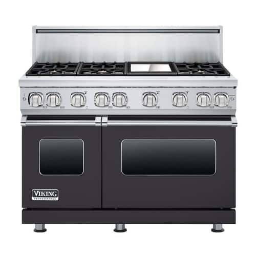 Viking - Freestanding Double Oven Gas Convection Range - Graphite gray - Front_Standard
