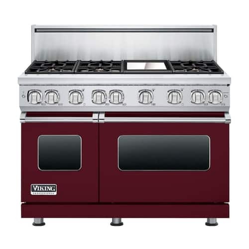 Viking - Freestanding Double Oven Gas Convection Range - Burgundy - Front_Standard