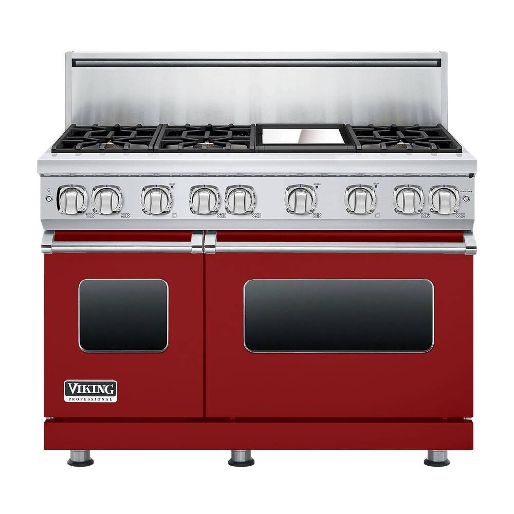Viking - Freestanding Double Oven Gas Convection Range - Apple red - Front_Zoom
