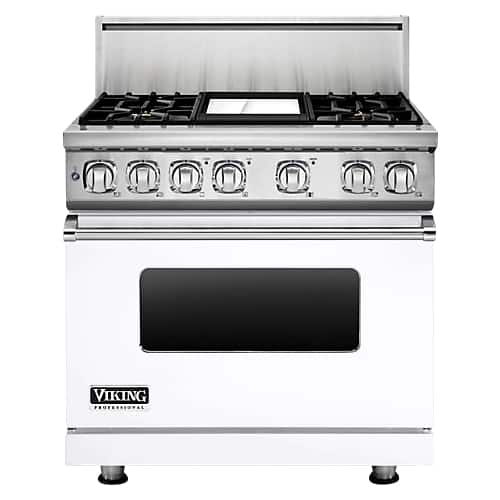 Viking - Professional 7 Series 5.6Cu. Ft. Self-Cleaning Freestanding Dual Fuel Convection Range - White - Front_Standard