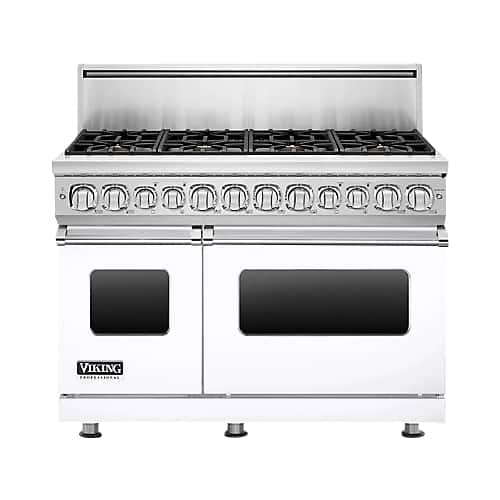 Viking - Professional 7 Series 48-inch 7.3 Cu. Ft. Self-Cleaning Freestanding Double Oven Dual Fuel Convection Range - White - Front_Standard