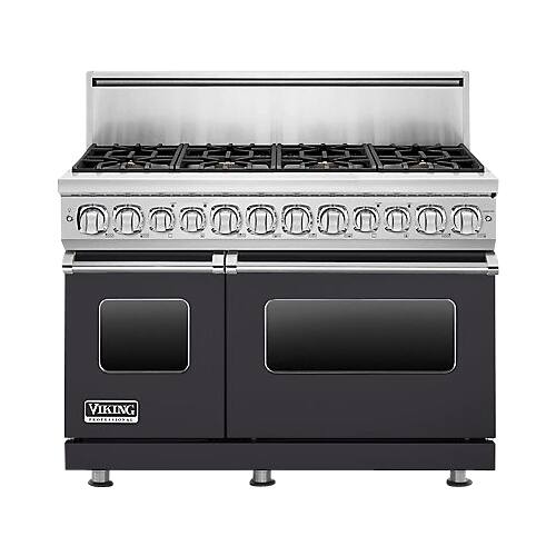 Viking - Professional 7 Series 48-inch 7.3 Cu. Ft. Self-Cleaning Freestanding Double Oven Dual Fuel Convection Range - Graphite Gray - Front_Standard