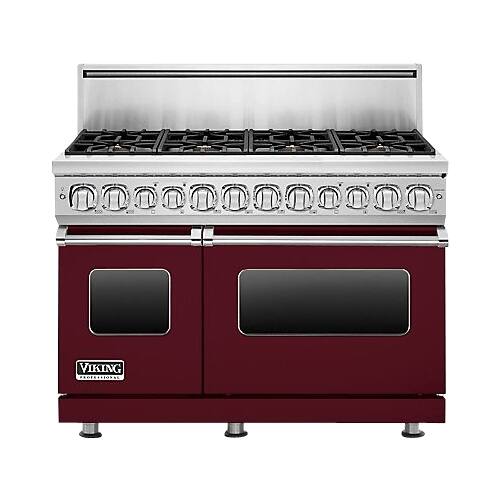 Viking - Professional 7 Series 48-inch 7.3 Cu. Ft. Self-Cleaning Freestanding Double Oven Dual Fuel Convection Range - Burgundy - Front_Standard