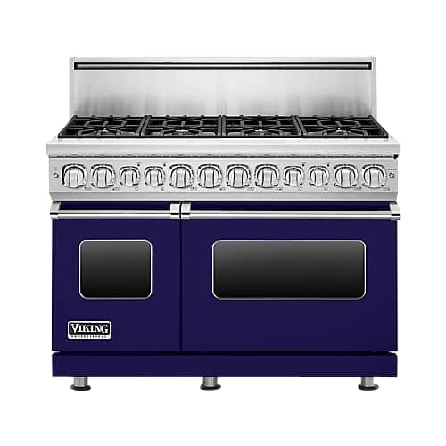 Viking - Professional 7 Series 48-inch 7.3 Cu. Ft. Self-Cleaning Freestanding Double Oven Dual Fuel Convection Range - Cobalt Blue - Front_Standard