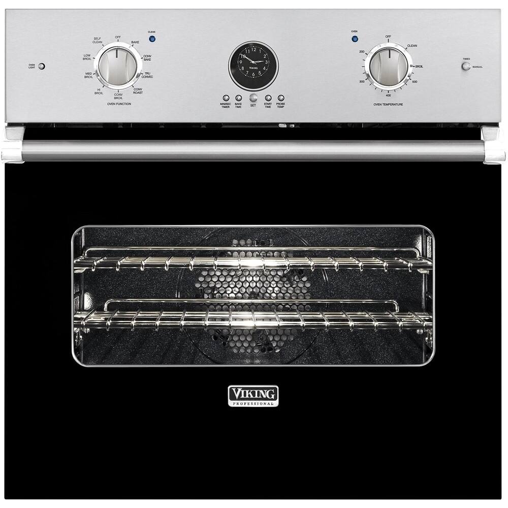 Viking - Professional 5 Series 26.5" Built-In Single Electric Convection Wall Oven - Black - Front_Zoom