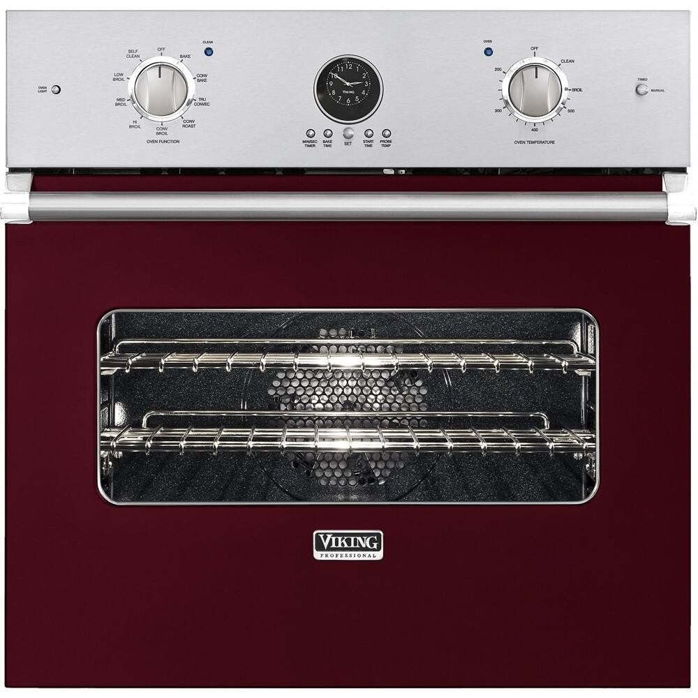 Viking - Professional 5 Series 26.5" Built-In Single Electric Convection Wall Oven - Burgundy - Front_Zoom