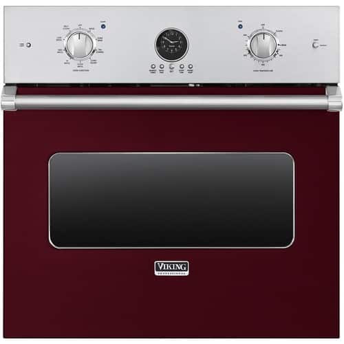 Viking - Professional 5 Series 29.5" Built-In Single Electric Convection Wall Oven - Burgundy - Front_Standard