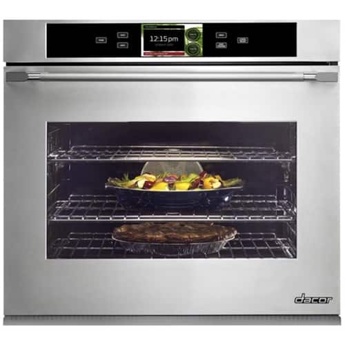 Dacor - Discovery IQ 29.9" Built-In Single Electric Convection Wall Oven - Black glass - Front_Standard
