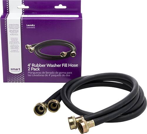 Smart Choice - 4' Rubber Washer Hose (2-Pack) Required for Hook-Up - Black - Alt_View_Standard_11