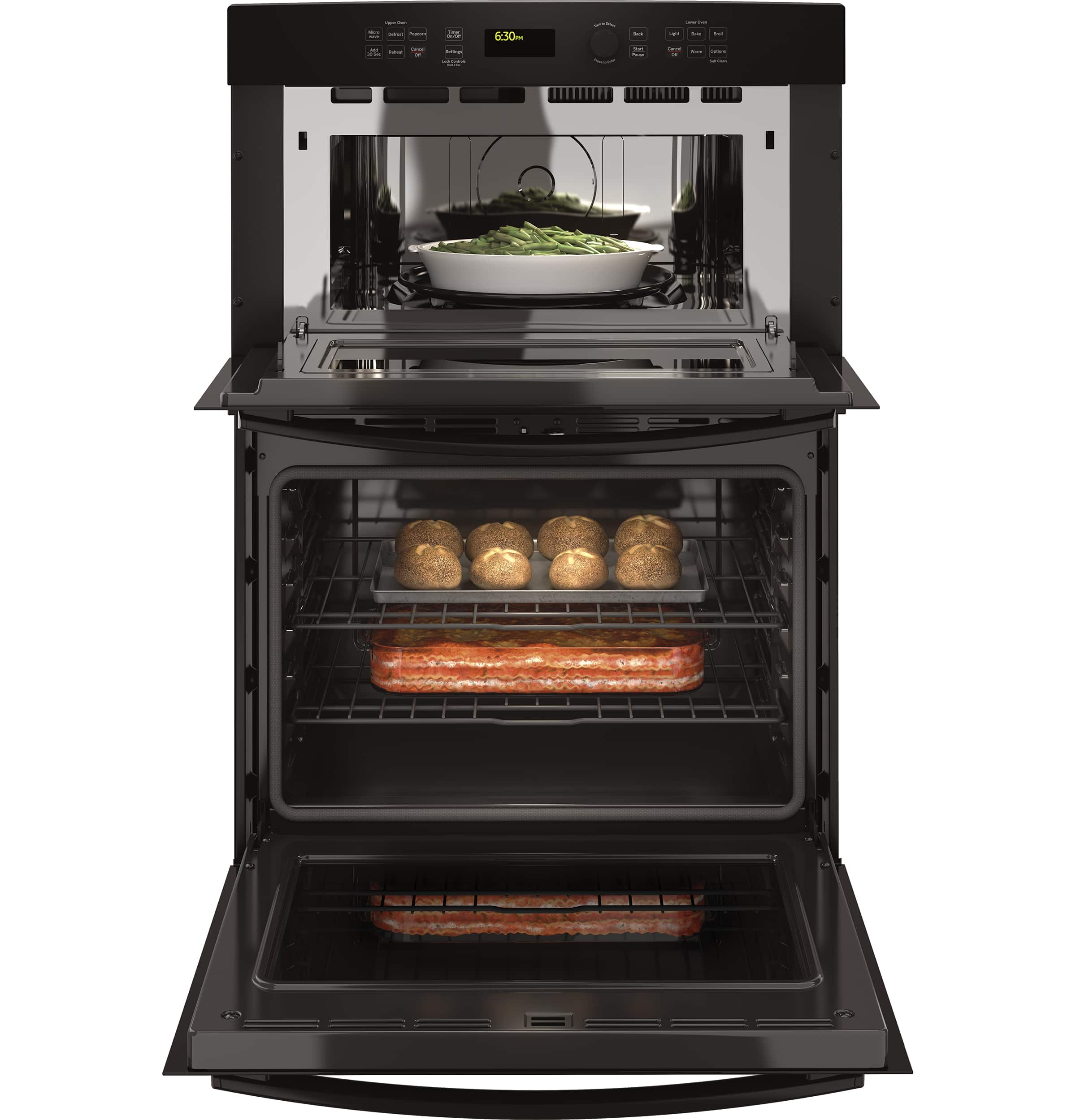 GE - 30" Single Electric Wall Oven with Built-In Microwave - Black on Black - Alt_View_Standard_14