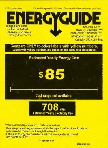 GE - 25.4 Cu. Ft. Side-by-Side Refrigerator - High-Gloss Black - Energy_Guide