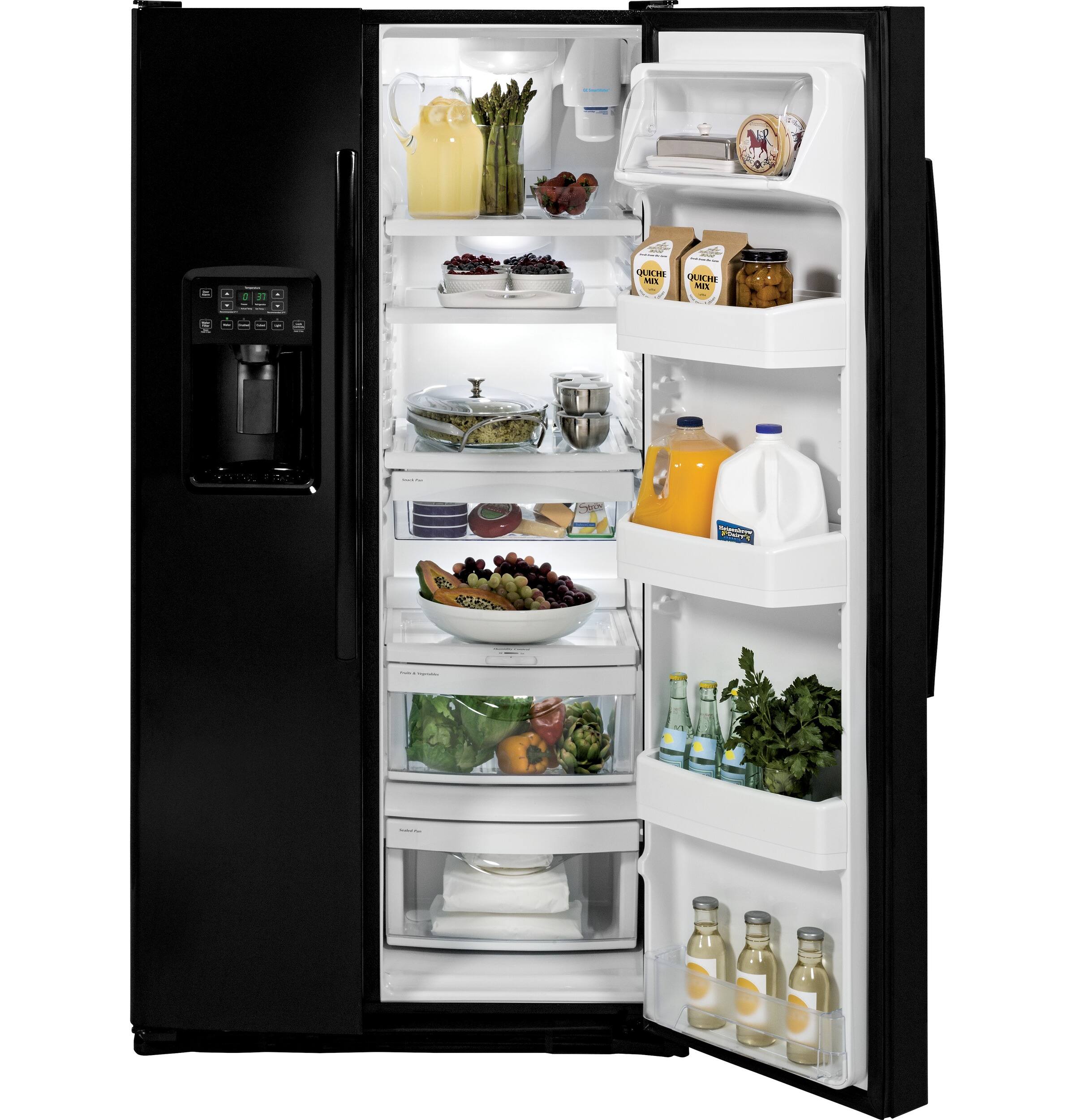 GE - 25.4 Cu. Ft. Side-by-Side Refrigerator - High-Gloss Black - Alt_View_Standard_11