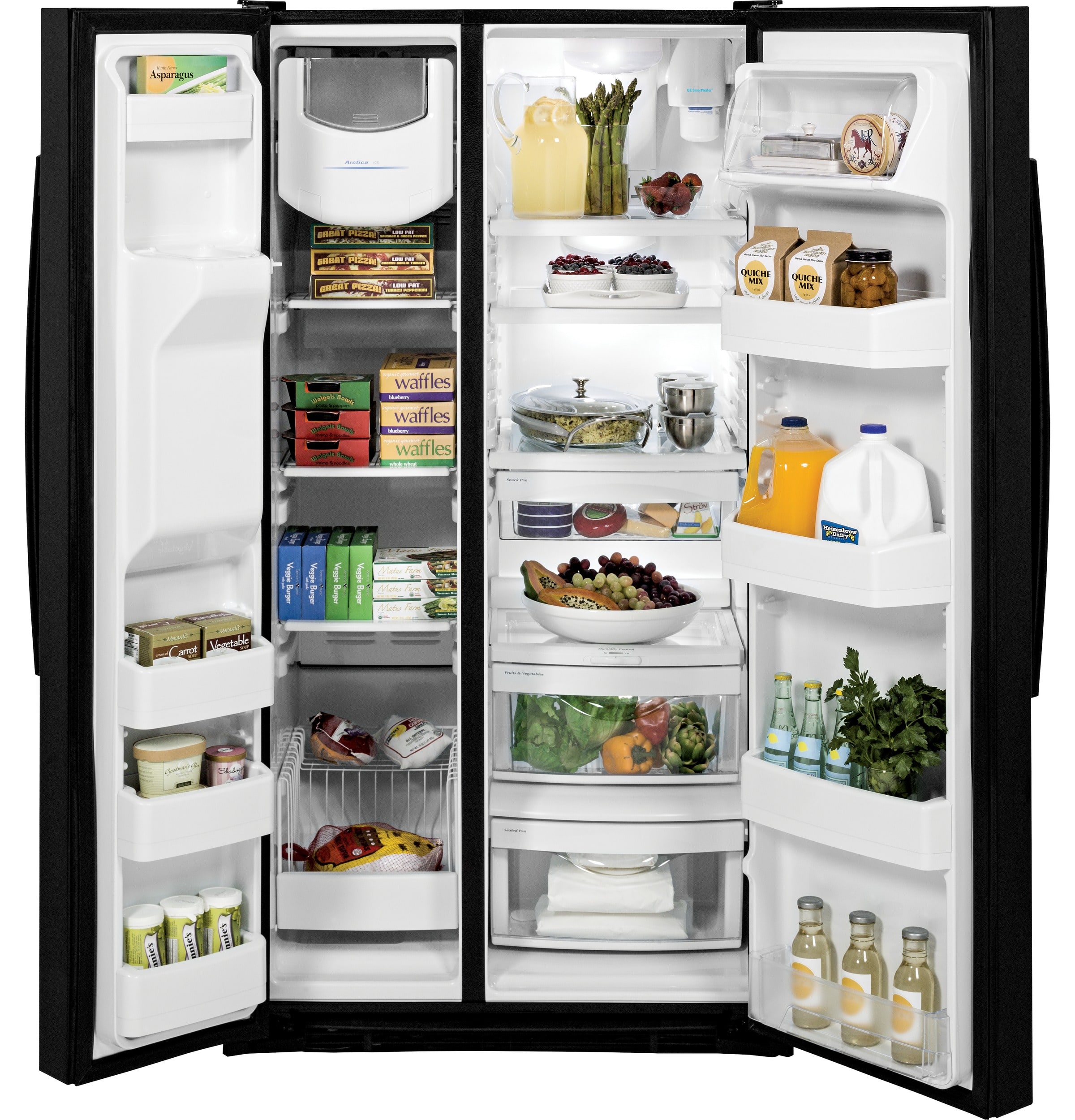 GE - 25.4 Cu. Ft. Side-by-Side Refrigerator - High-Gloss Black - Alt_View_Standard_12