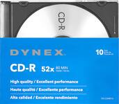 Dynex - 10-Pack 52x CD-R Discs with Jewel Cases - Silver