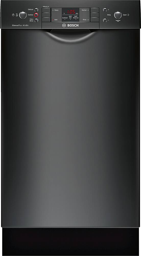 Bosch - 300 Series 18" Front Control Tall Tub Built-In Dishwasher with Stainless-Steel Tub - Black - Front_Zoom