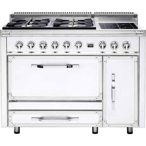 Viking - 6.2 Cu. Ft. Freestanding Double Oven Dual Fuel Convection Range - Antique White - Front_Standard