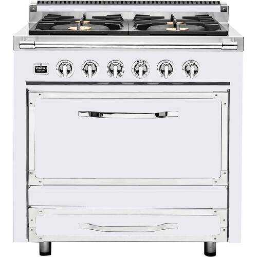 Viking - 3.8 Cu. Ft. Freestanding Dual Fuel Convection Range - Antique White - Front_Standard