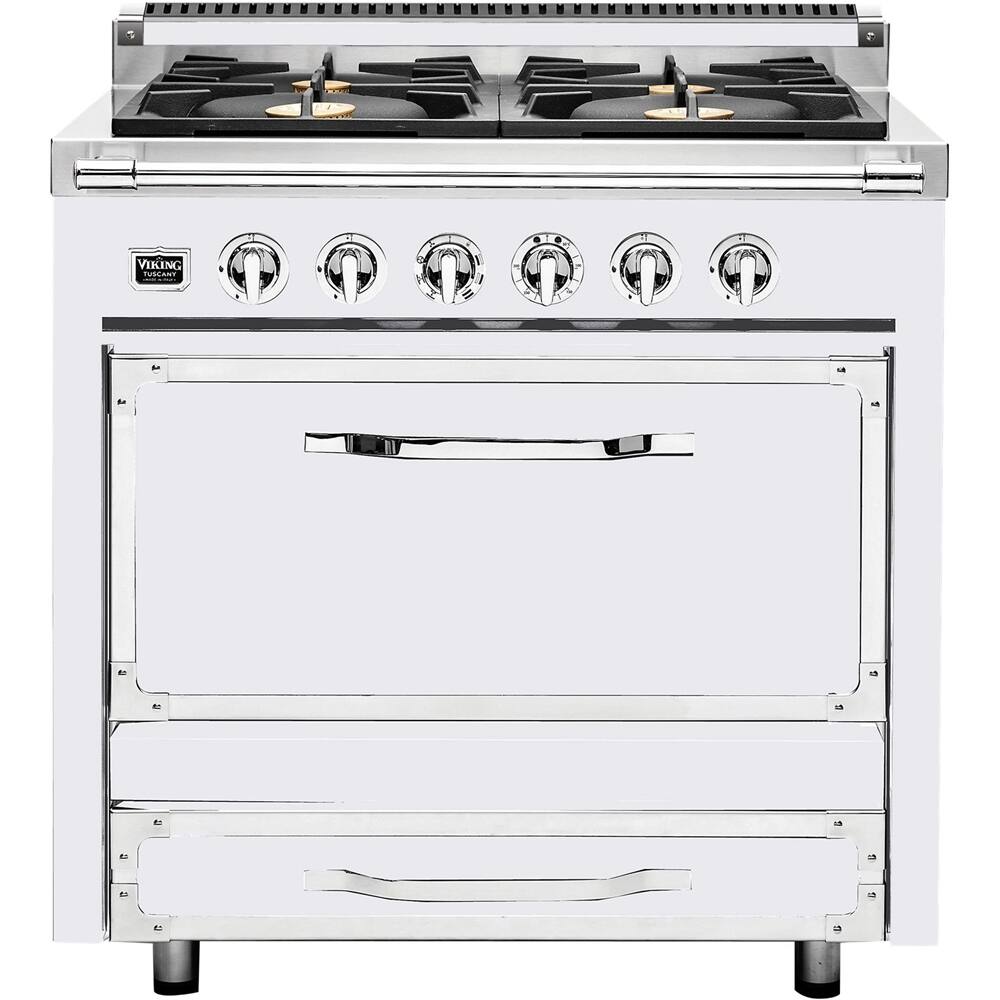 Viking - 3.8 Cu. Ft. Freestanding Dual Fuel Convection Range - Antique White - Front_Zoom
