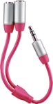 Dynex - 6" 3.5mm Splitter Cable - Pink
