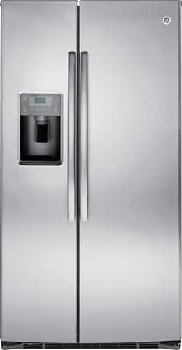 GE - 25.4 Cu. Ft. Side-by-Side Refrigerator with Thru-the-Door Ice and Water - Stainless steel - Front_Standard