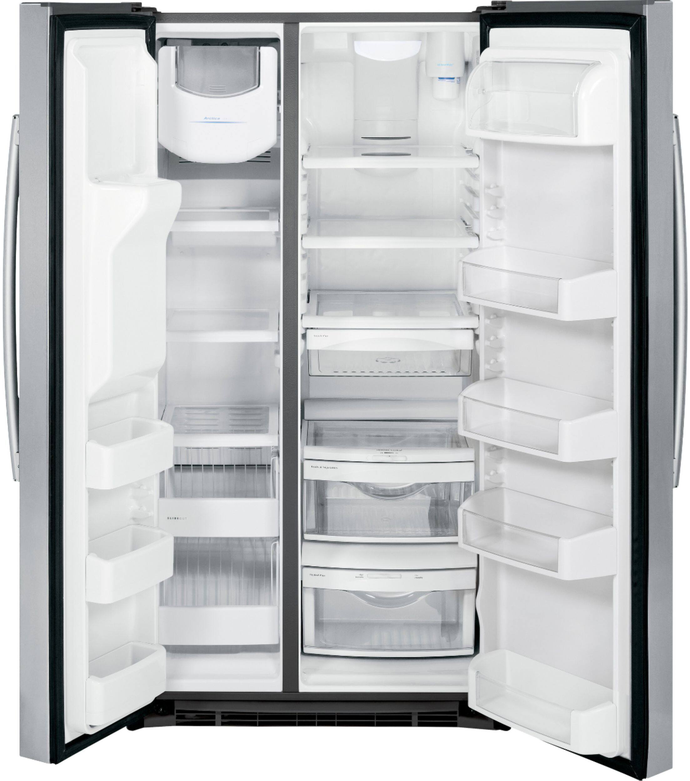 GE - 25.4 Cu. Ft. Side-by-Side Refrigerator with Thru-the-Door Ice and Water - Stainless steel - Alt_View_Standard_2