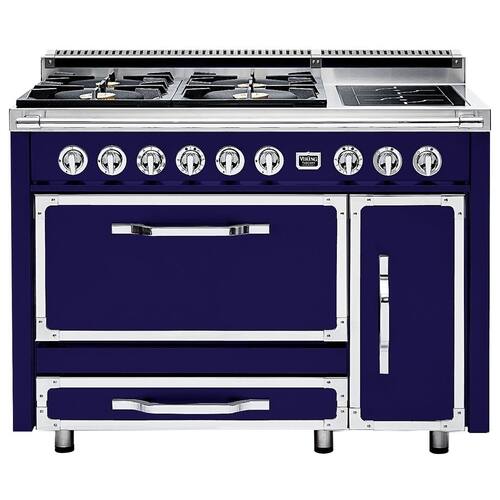 Viking - 6.2 Cu. Ft. Freestanding Double Oven Dual Fuel Convection Range - Dark blue - Front_Standard