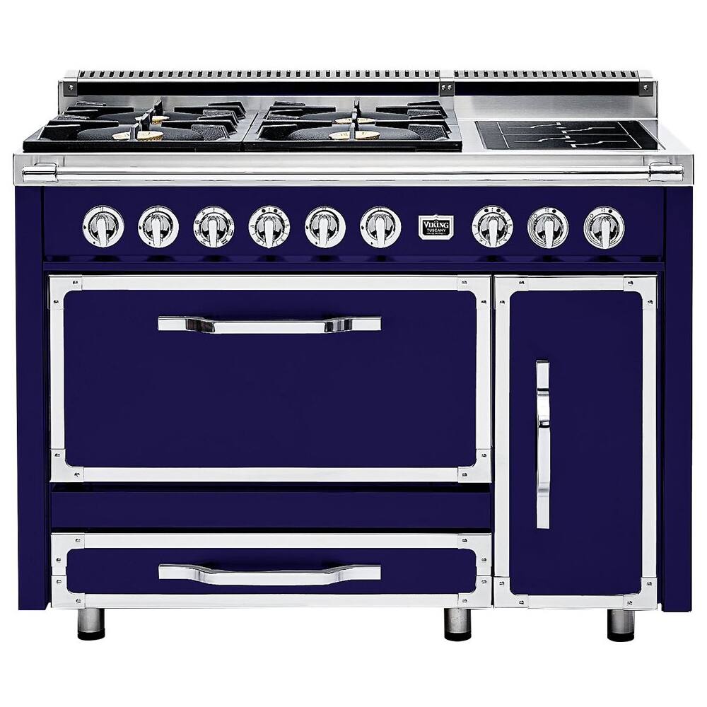 Viking - 6.2 Cu. Ft. Freestanding Double Oven Dual Fuel Convection Range - Dark blue - Front_Zoom