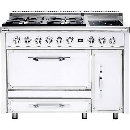 Viking - 6.2 Cu. Ft. Freestanding Double Oven Dual Fuel Convection Range - Antique white - Front_Standard