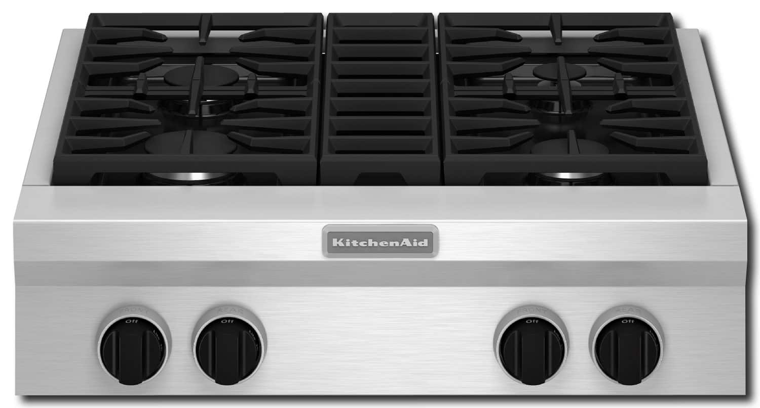 KitchenAid - 30" Built-In Gas Cooktop - Stainless steel - Front_Standard