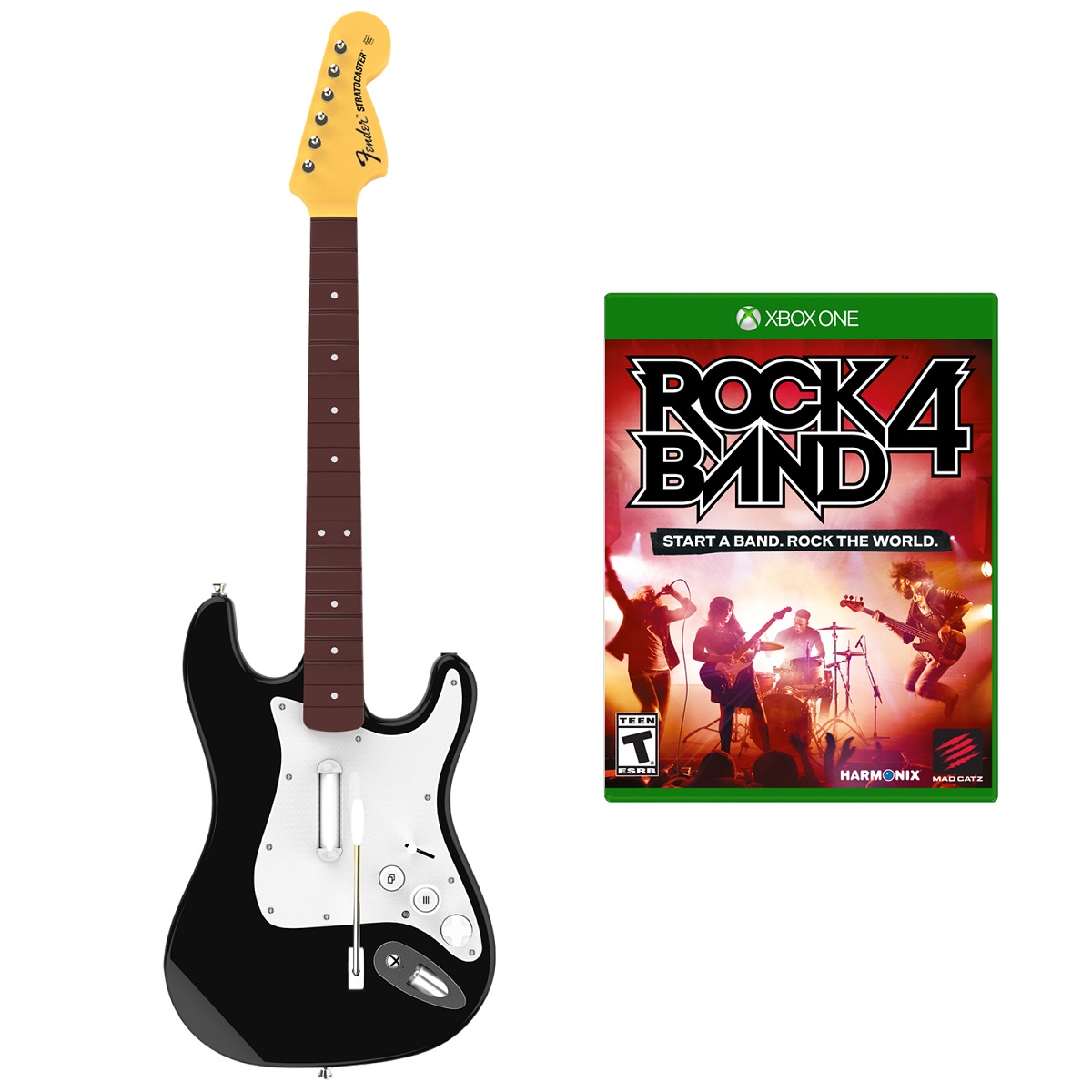 Rock Band 4 Wireless Fender Stratocaster Guitar Controller Bundle - Xbox One