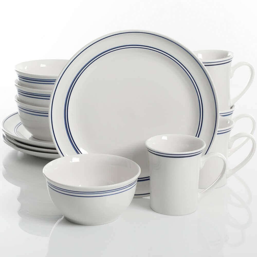 Gibson - Vajilla 12Pz Porcelana Con Banda Azul - Best Buy