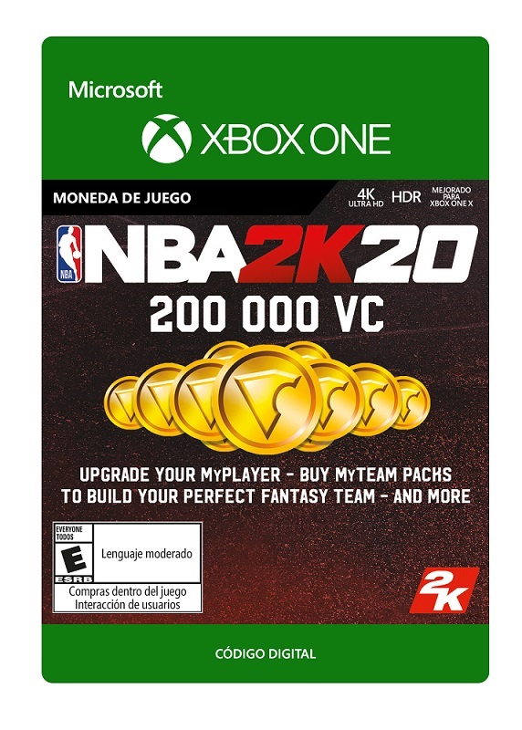 Microsoft - NBA 2K20: 200,000 VC - Moneda de juego - Xbox One [Tarjeta Digital]