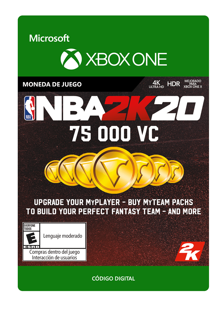 Microsoft - NBA 2K20: 75,000 VC - Moneda de juego - Xbox One [Tarjeta Digital]