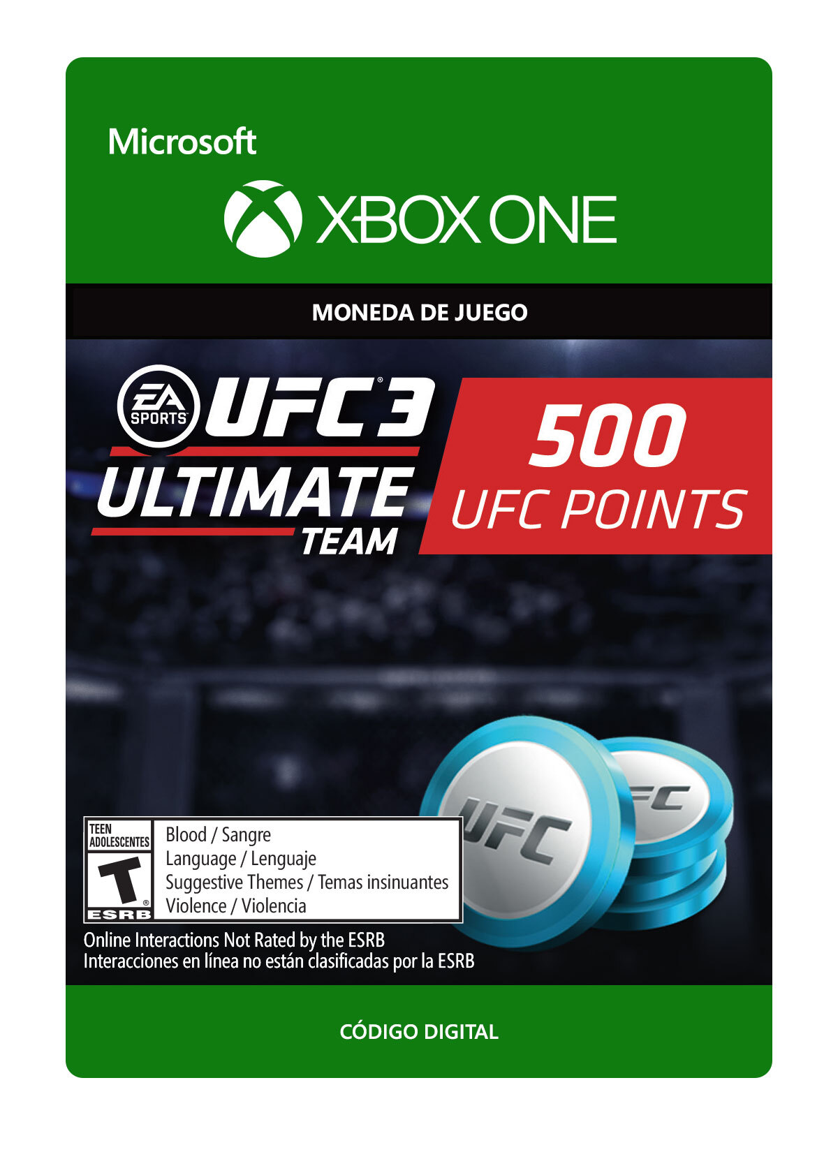 Microsoft UFC3 500 UFC Points Tarjeta Digital Descargable