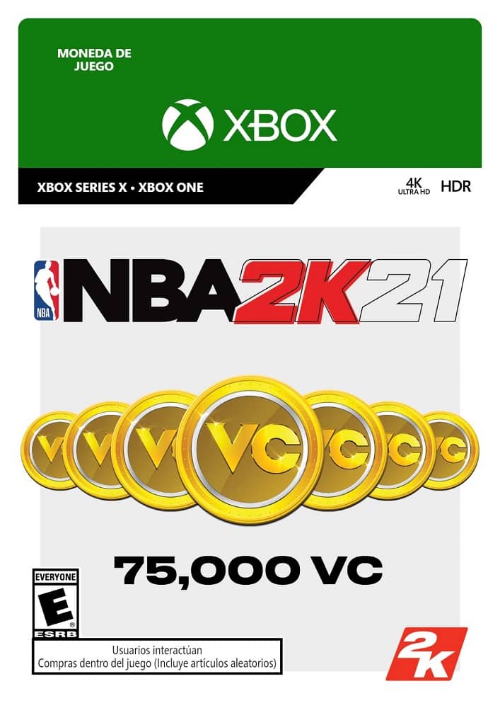 Microsoft - NBA 2K21 75,000 VC - Moneda de juego - Xbox One [Tarjeta Digital]